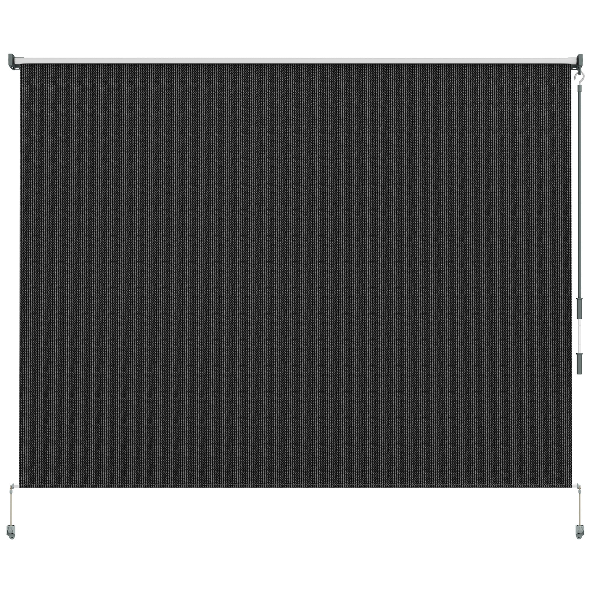 Outsunny 8' x 6' Patio Door Blinds, Outdoor Roller Shades, Cordless Roll Up Shade for Porch Gazebo, Black