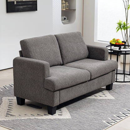 HOMCOM 54.3" Loveseat Sofa, 2 Seater Sofa with Removable Cushions, Small Couch with Solid Wood Frame for Living Room, Dark Grey