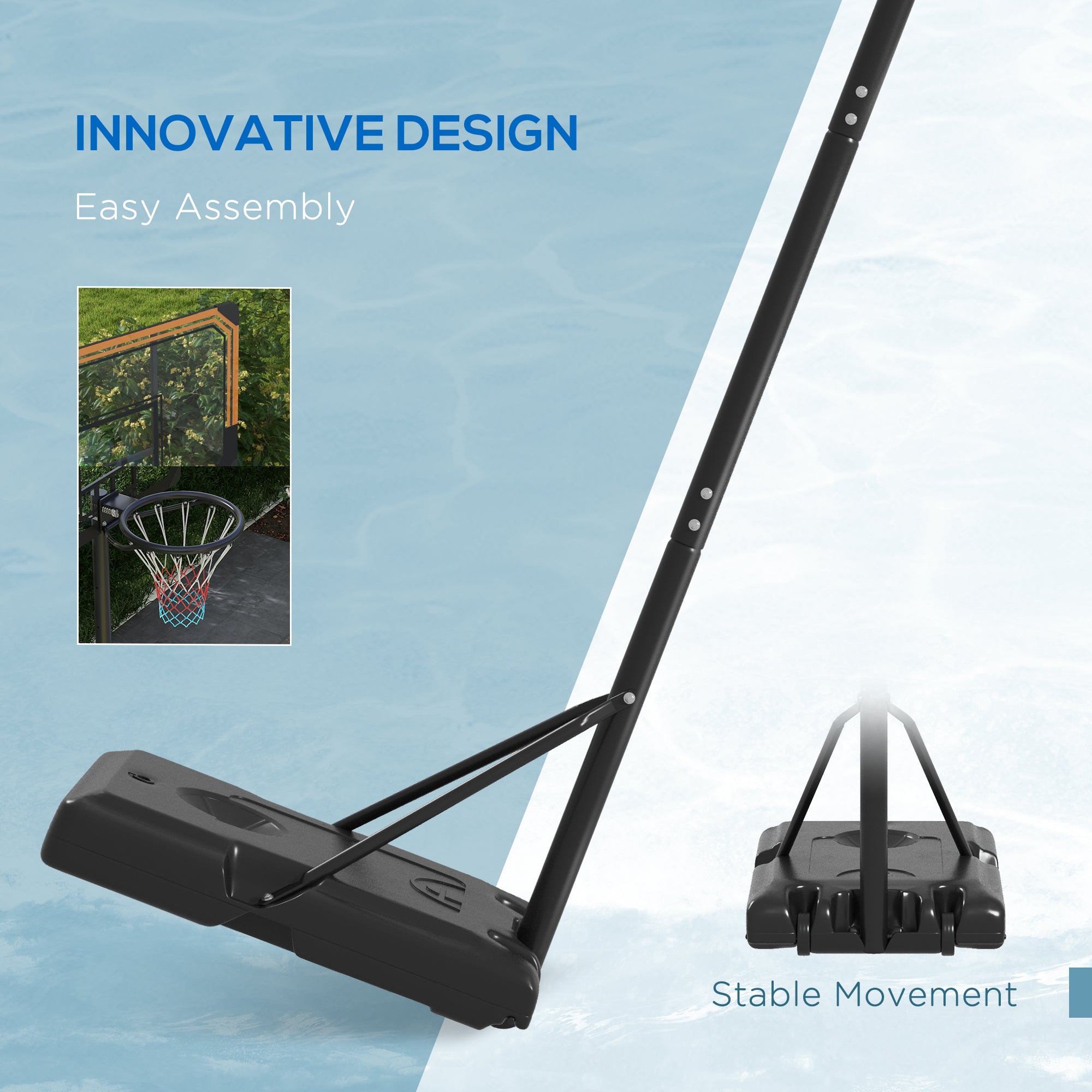 Soozier 6-7ft Basketball Hoop, Freestanding Basketball System with 18" Shatterproof Backboard and Weighted Base