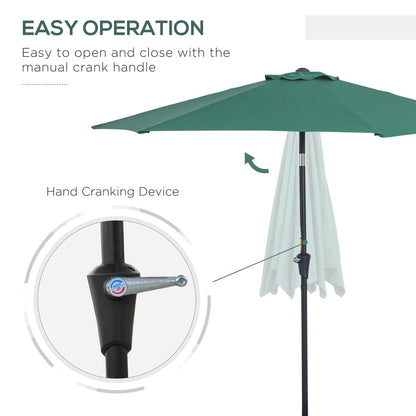 Outsunny 8.5FT Patio Umbrella, Round Garden Parasol with 6 Ribs, Market Sunshade Tilt Canopy w/ Crank Handle for Outdoor, Green