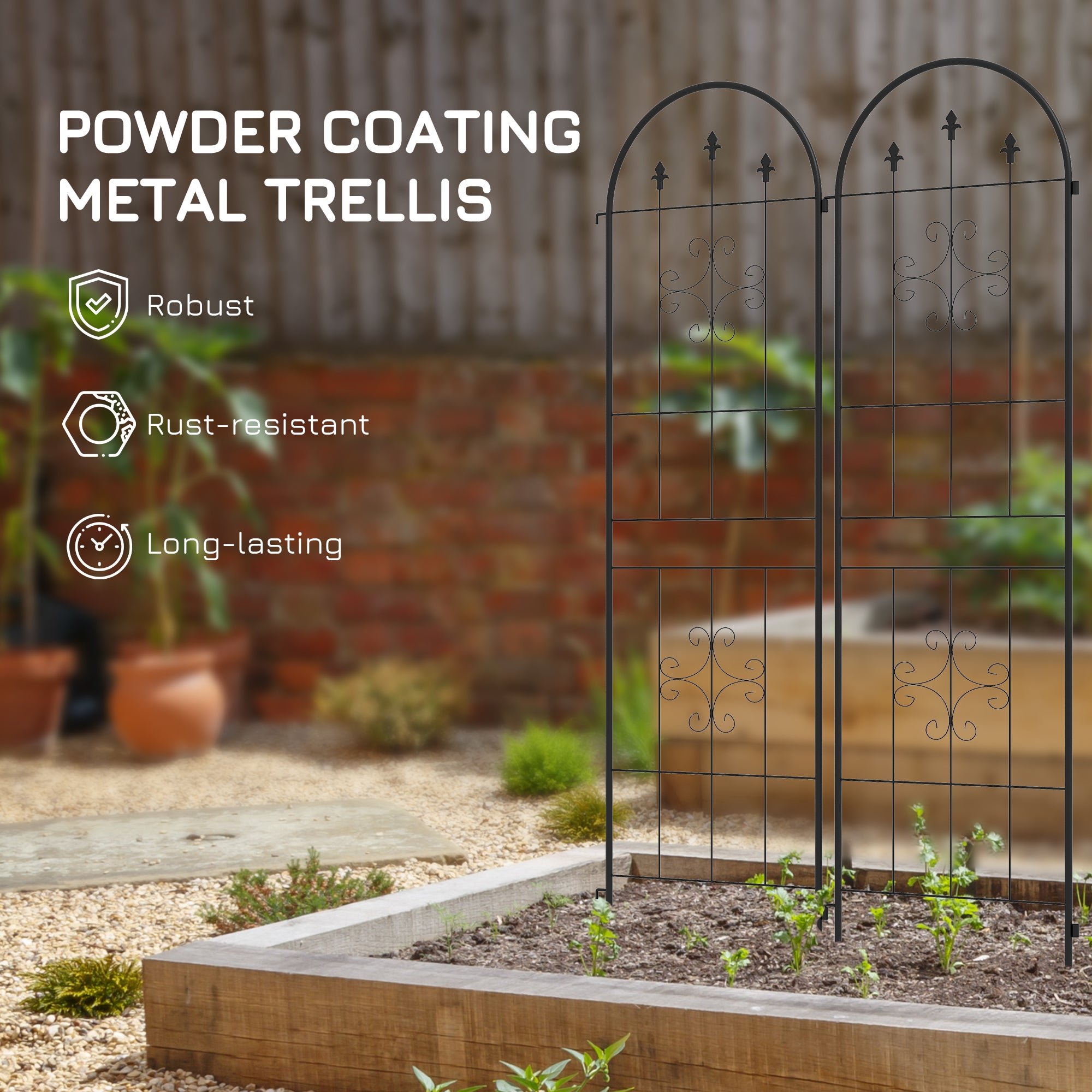 Outsunny Metal Trellis Set of 6, Garden Trellis for Climbing Plants Support Frames, Arrow Design