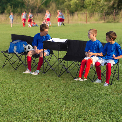 Outsunny 6-Person Folding Camping Bench Chair Sport Seat Folding Cooler Bag w/ Carrying Case