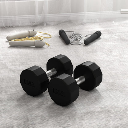 Soozier 2 x 25lbs Dumbbells Set with Non-Slip Grip, Rubber Covered Weights for Men Women Home Gym Workout