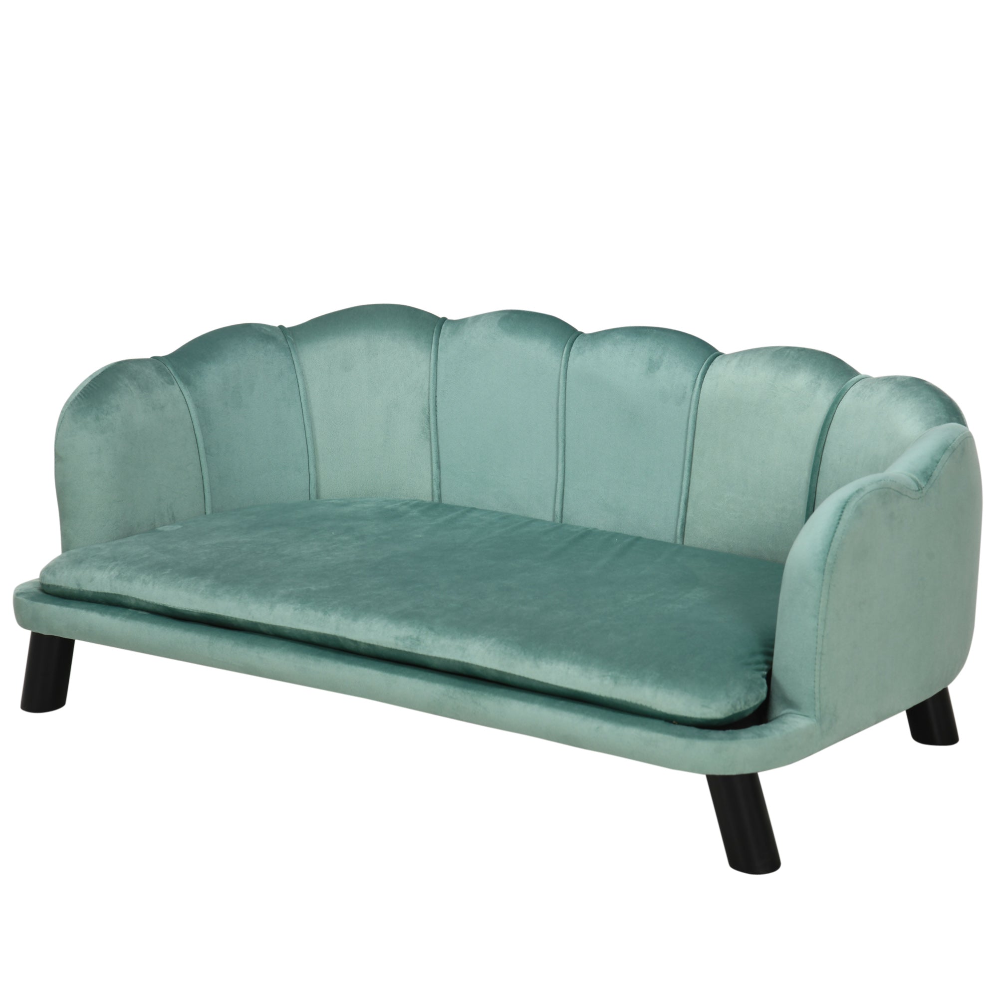 PawHut Dog Sofa with Removable Cushion Wood Legs for Medium and Large Dogs, Green