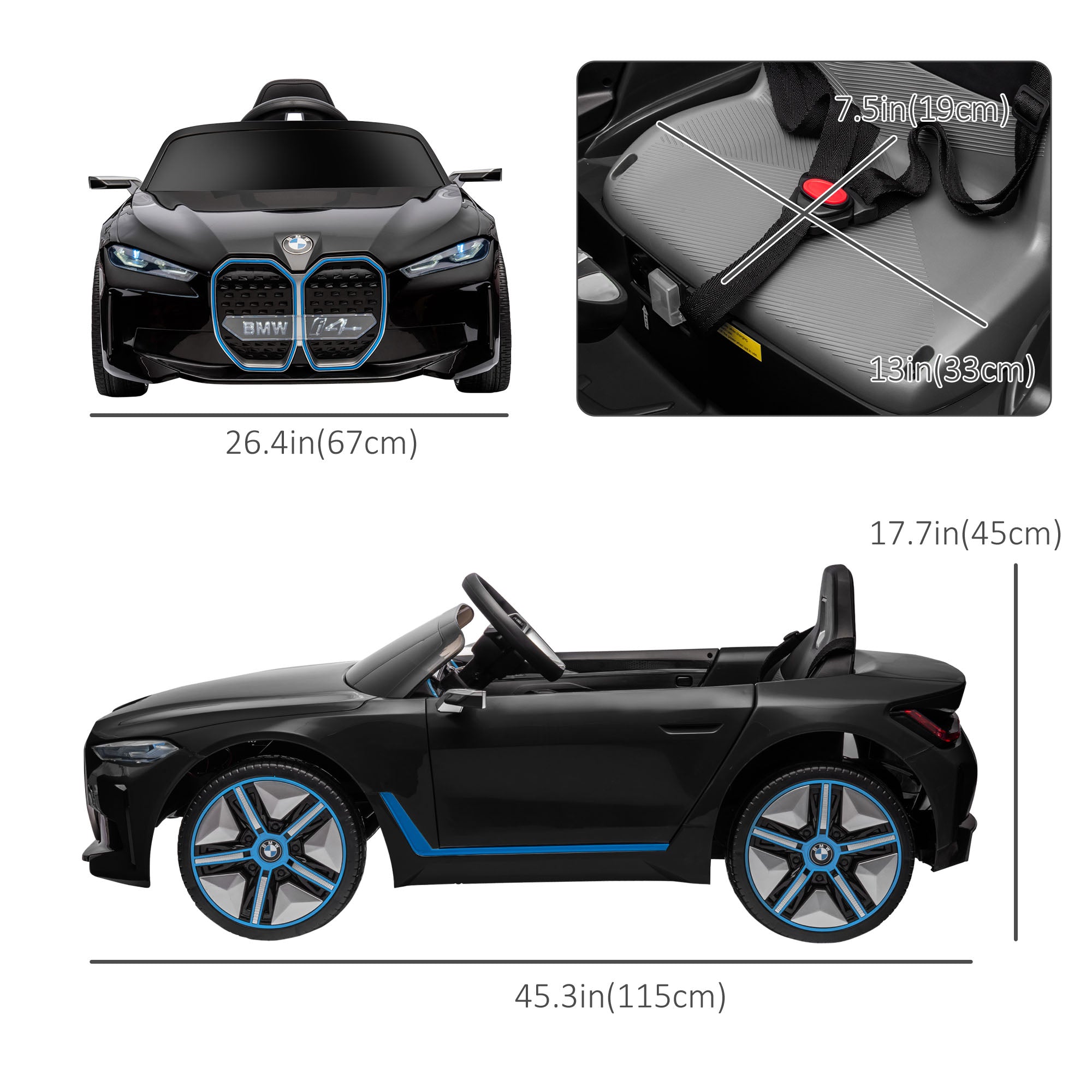 Aosom 12V Electric Ride on Car with Remote Control, 3.1 MPH Kids Ride-on Toy for Boys and Girls with Portable Battery, Suspension System, Horn Honking, Music, Lights, Black