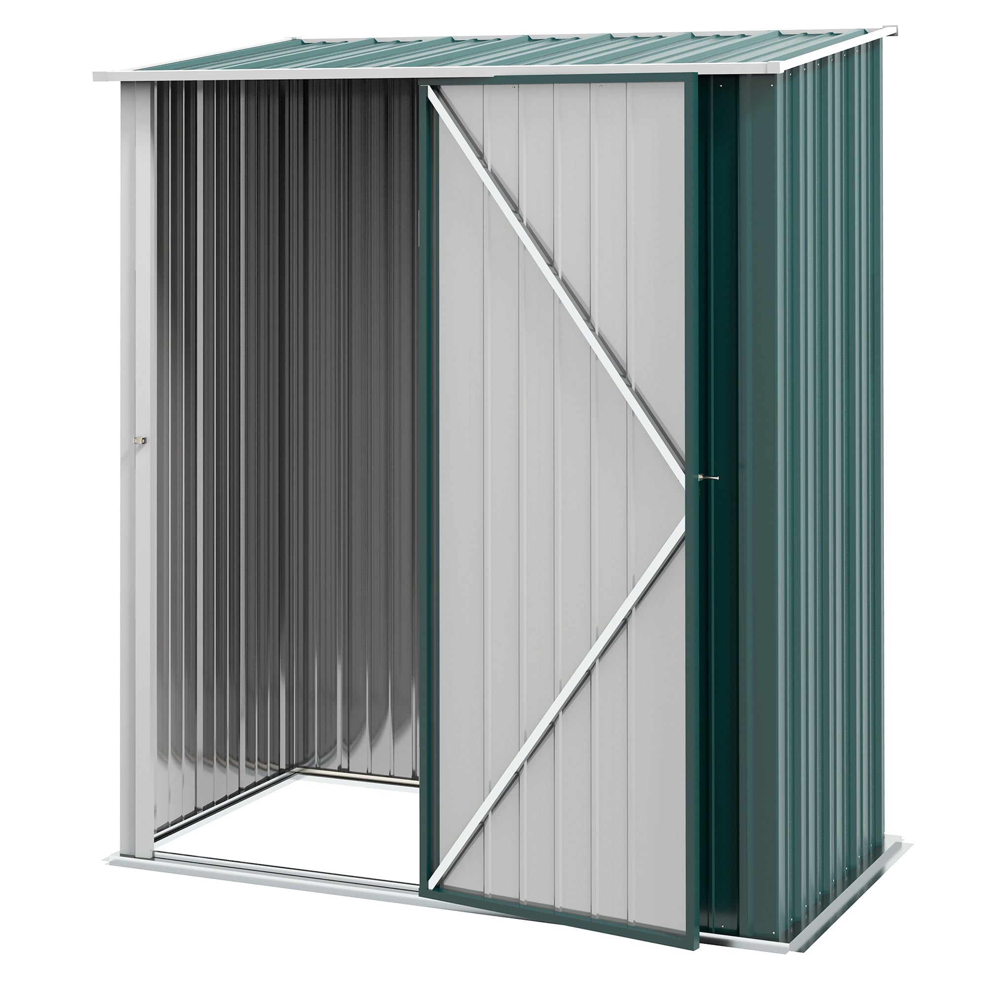 Outsunny 5' x 3' Outdoor Storage Shed, Steel Garden Shed with Single Lockable Door, Tool Storage Shed for Backyard, Green