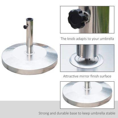 Outsunny 19" Round Patio Umbrella Stand, Stainless Steel Base Stand Holder, Silver