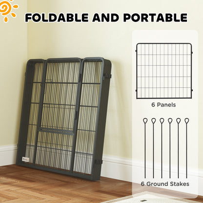 PawHut Heavy Duty Dog Playpen with Door for Medium Dogs, 6 Panels, 31.5"H