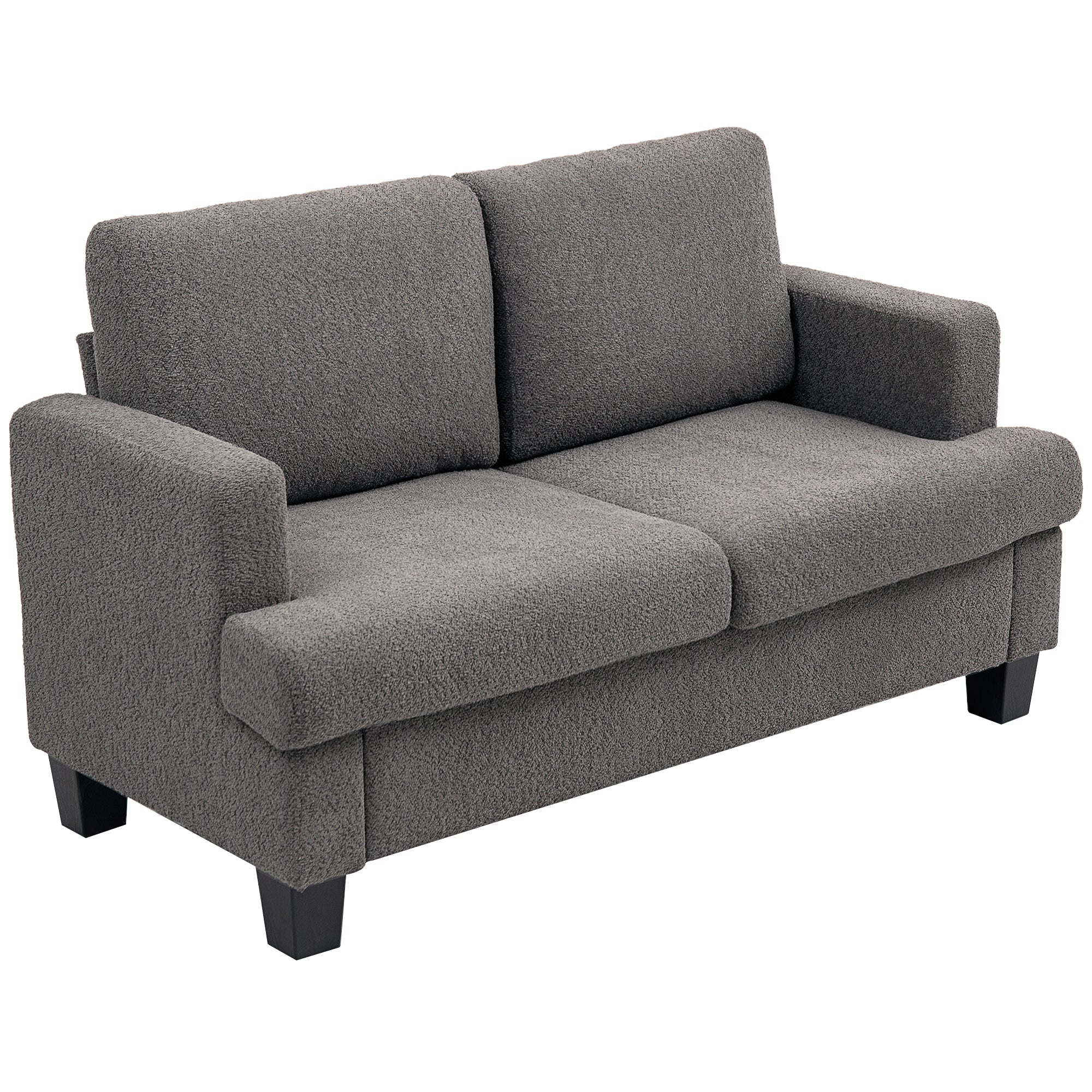HOMCOM 54.3" Loveseat Sofa, 2 Seater Sofa with Removable Cushions, Small Couch with Solid Wood Frame for Living Room, Dark Grey