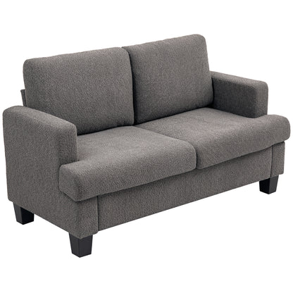 HOMCOM 54.3" Loveseat Sofa, 2 Seater Sofa with Removable Cushions, Small Couch with Solid Wood Frame for Living Room, Dark Grey