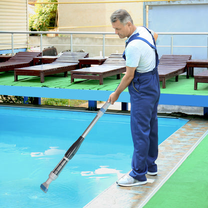 Outsunny Handheld Pool Vacuum, Cordless Pool Cleaner with Adjustable Pole and Brush Head for Above Ground & Inground Pools