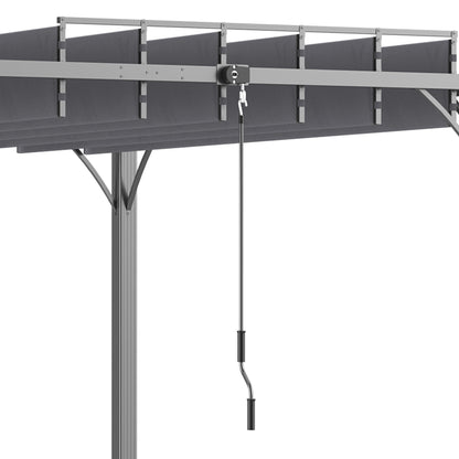 Outsunny 12.8' x 9.7' Outdoor Pergola with Retractable Roof, Aluminium Louvered Pergola Canopy Gazebo for Lawn Garden Patio, Grey