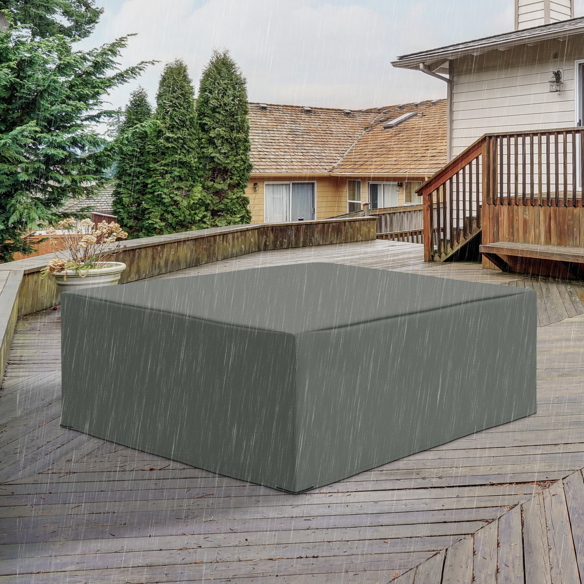 Outsunny Patio Furniture Covers, Waterproof, Windproof Anti-UV 600D Heavy Duty Oxford Fabric Outdoor Furniture Cover for Dining Table Chair Set, 108" x 80" x 35", Charcoal Grey
