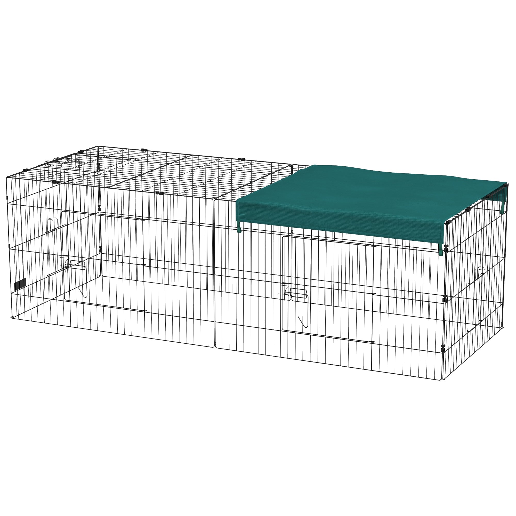PawHut Small Animal Cage with Roof, Indoor/Outdoor Use, for Chicken, Rabbits, Chinchillas, 87" x 34" x 28", Green