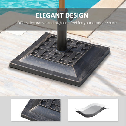Outsunny 20 lbs Resin Patio Umbrella Stand Base Coated Pole Square Market Umbrella parasol Holder Bronze