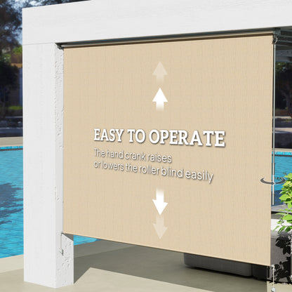 Outsunny 8' x 6' Patio Door Blinds, Outdoor Roller Shades, Cordless Roll Up Shade for Porch Gazebo, Beige