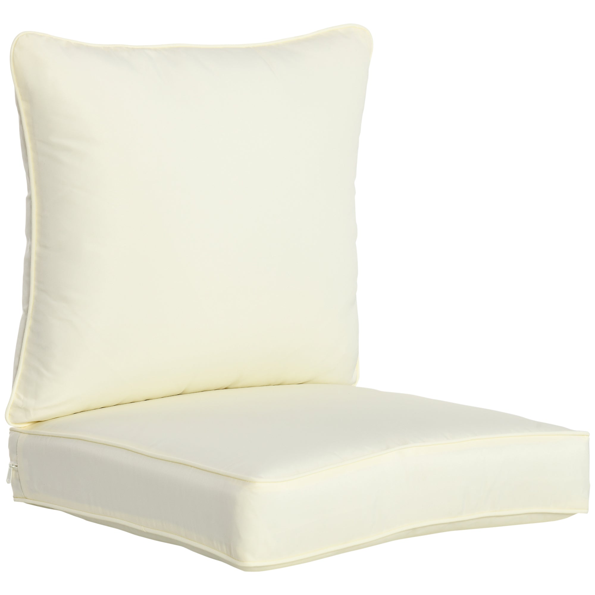 Outsunny Patio Chair Cushions, Thick Deep Seat Outdoor Seat Cushion with Back Cushion, Cream White