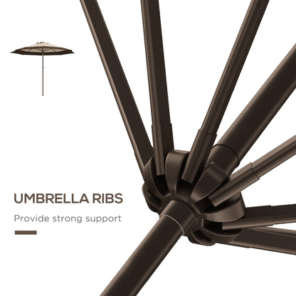Outsunny 9 x 9 ft Outdoor Umbrella with Tilt, Patio Market Table Umbrella Parasol with Crank, Deep Brown