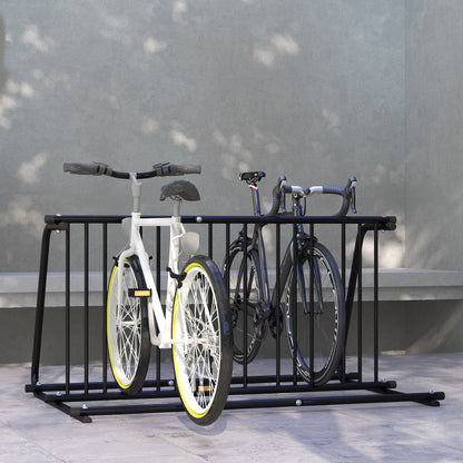 DURHAND All-Steel Bike Rack, 61" Bike Stand, 6-Bike Capacity, Dual-Side, for Garages Streets Yards Schools