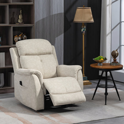 HOMCOM Manual Recliner Chair with Vibration Massage, Reclining Chair for Living Room with Side Pockets, Beige