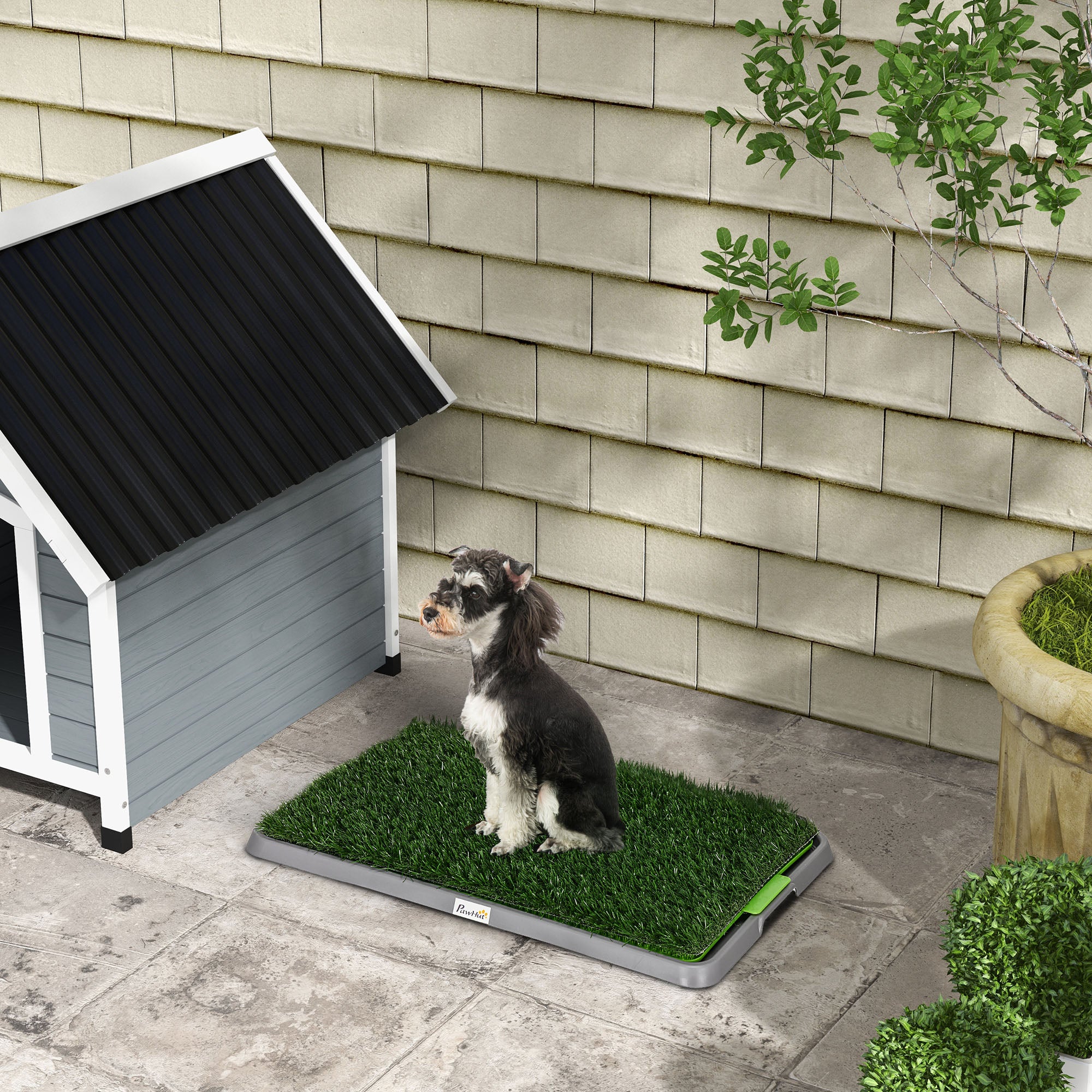 PawHut Artificial Grass Pee Pad for Dogs Potty Training, 26" x 16", Green
