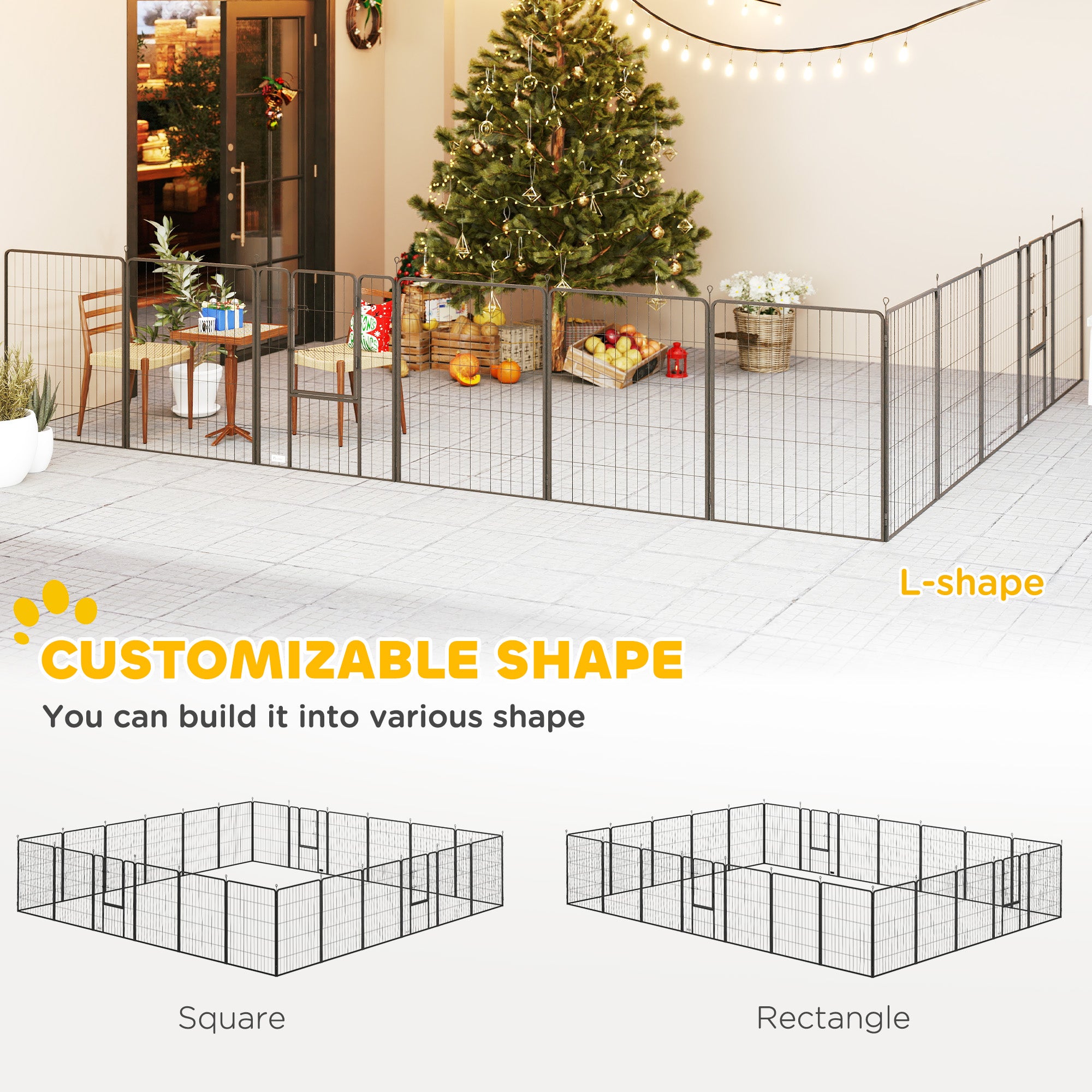 PawHut 24 Panels 39" Height Heavy Duty Dog Playpen for Small Medium Large Dogs, Black