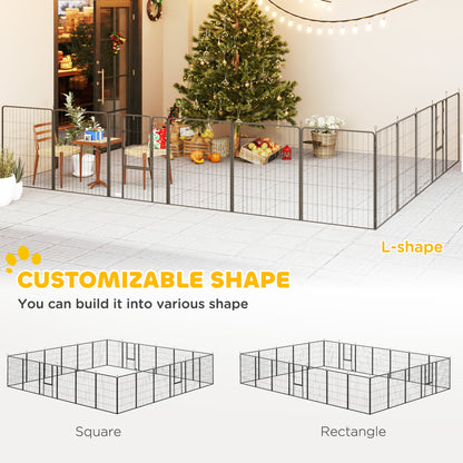 PawHut 24 Panels 39" Height Heavy Duty Dog Playpen for Small Medium Large Dogs, Black