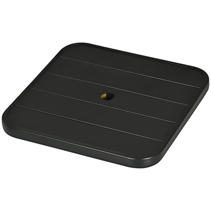 Outsunny 19" Beach Umbrella Table Tray, Portable Square Umbrella Table Top with Umbrella Hole for Swimming Pool, Patio, Deck, Garden, Black