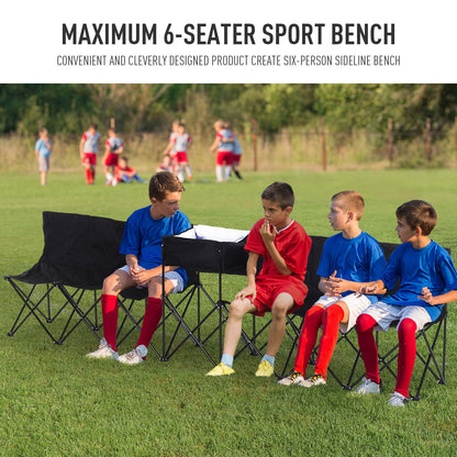 Outsunny 6-Person Folding Camping Bench Chair Sport Seat Folding Cooler Bag w/ Carrying Case