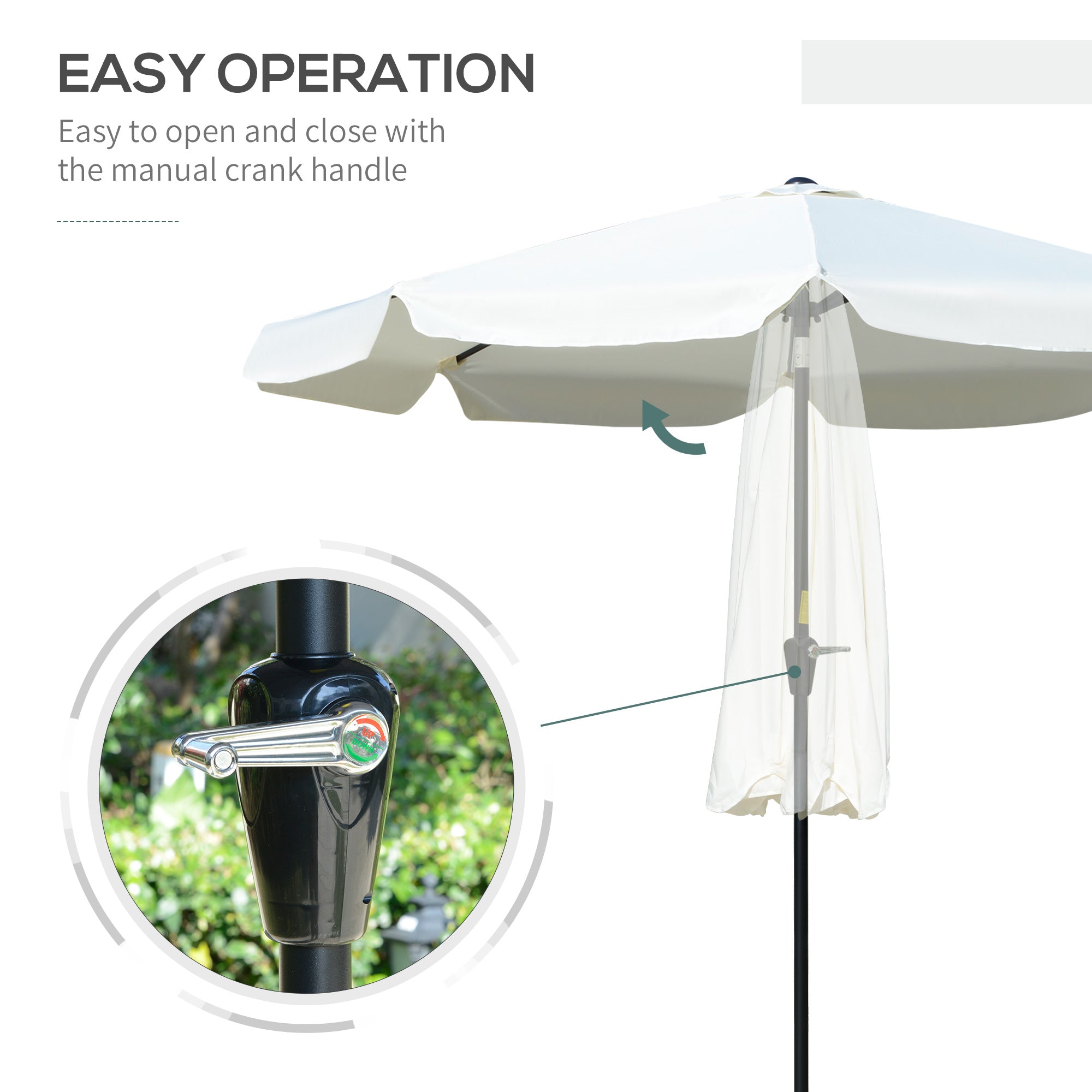 Outsunny 8.5 ft Outdoor Market Table Umbrella, Round Patio Umbrella with Tilt and Crank for Garden, Backyard, Deck, Cream White