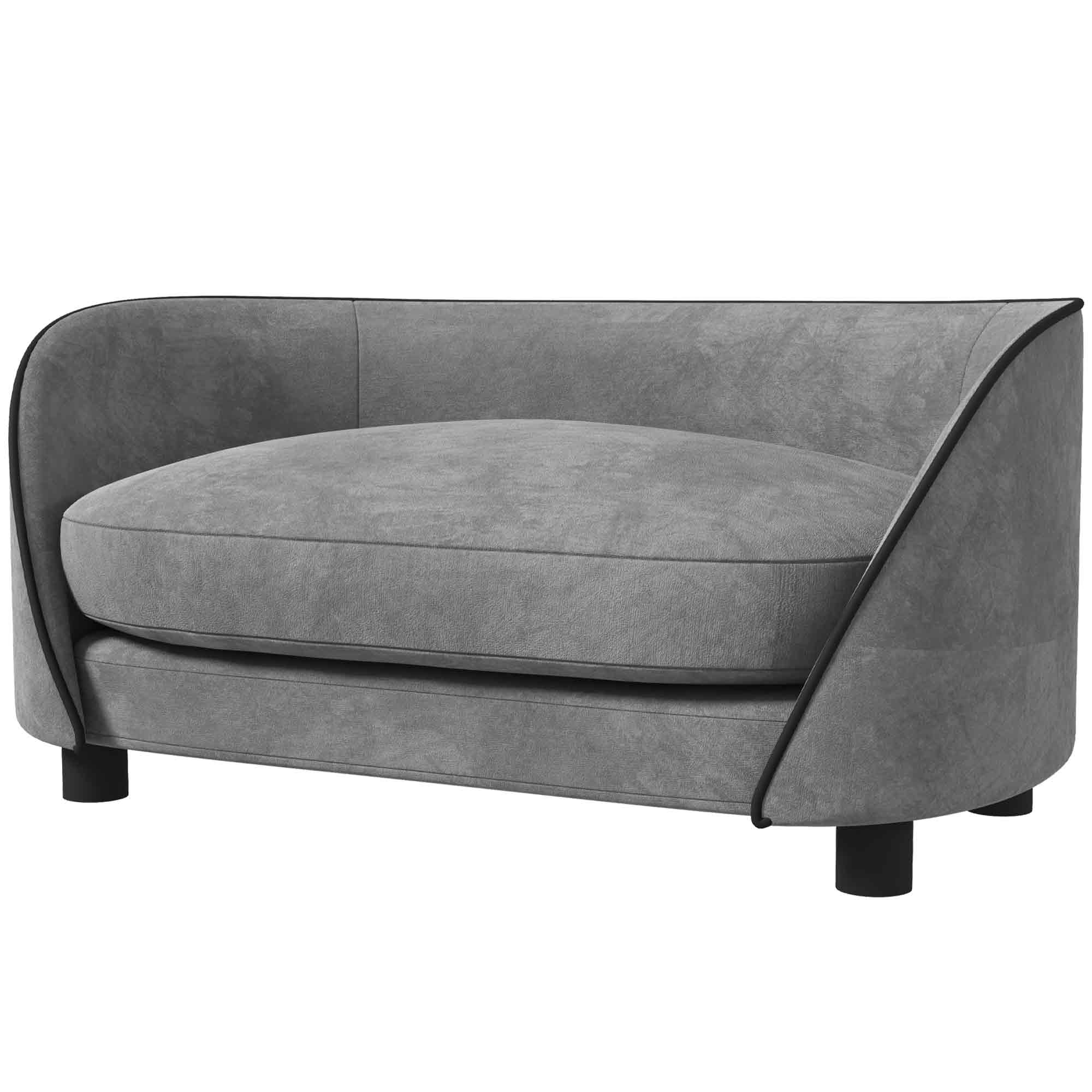 PawHut Pet Sofa Dog Couch for Small to Medium Sized Dogs with Soft Cushion, Removable Washable Cover, Velvet Touch, Grey