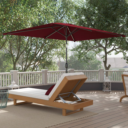 Outsunny 6.6x9.6ft Rectangle Aluminum Tilt Patio Umbrella, Garden Market Parasol, Outdoor Sunshade Canopy with Crank, Wine Red
