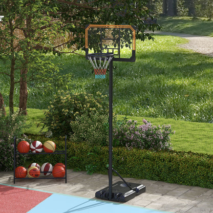 Soozier 6-7ft Basketball Hoop, Freestanding Basketball System with 18" Shatterproof Backboard and Weighted Base