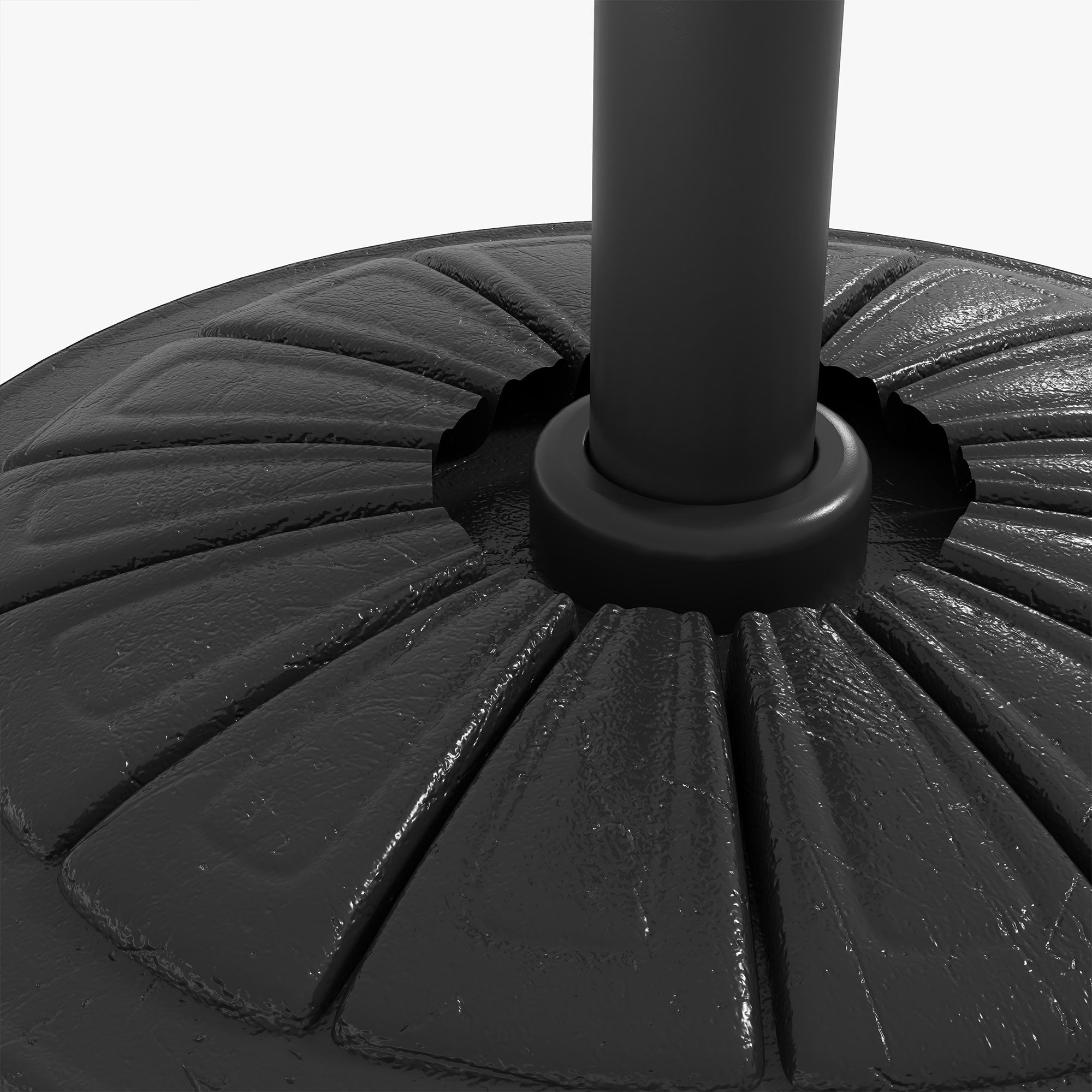 Outsunny Umbrella Base, Heavy Duty Concrete Base Holder with Steel Pole, Round Parasol Stand for Patio, Outdoor, Backyard, Black