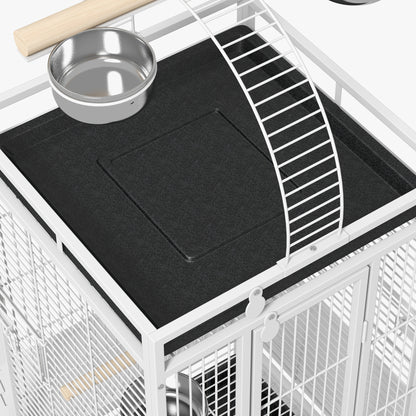 PawHut 61.5 Inch Bird Cage Parakeet House for Cockatiel with Stand, Pull Out Tray, Play Top, Storage Shelf, Wood Perch, Food Container