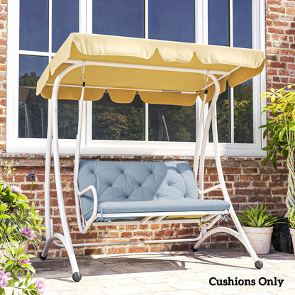 Outsunny Garden Bench Cushion with Backrest, Non-Slip 2 Seater Thick Pad with Ties, Blue