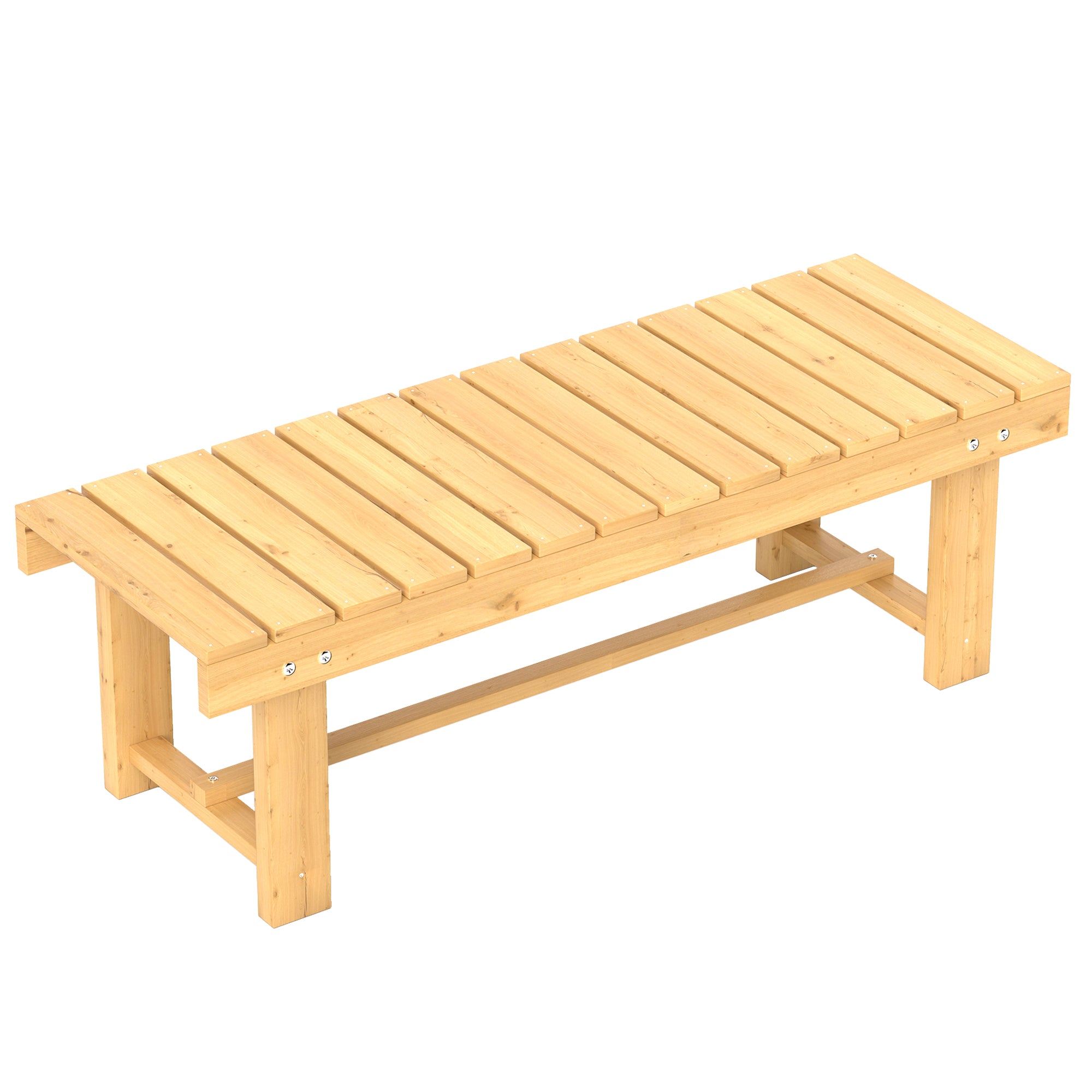 Outsunny 43.25" Outdoor Wood Garden Bench Backless Patio Fir Wood Loveseat Backyard Park Double Seat 2 Person Armless Chair Deck Furniture, Natural