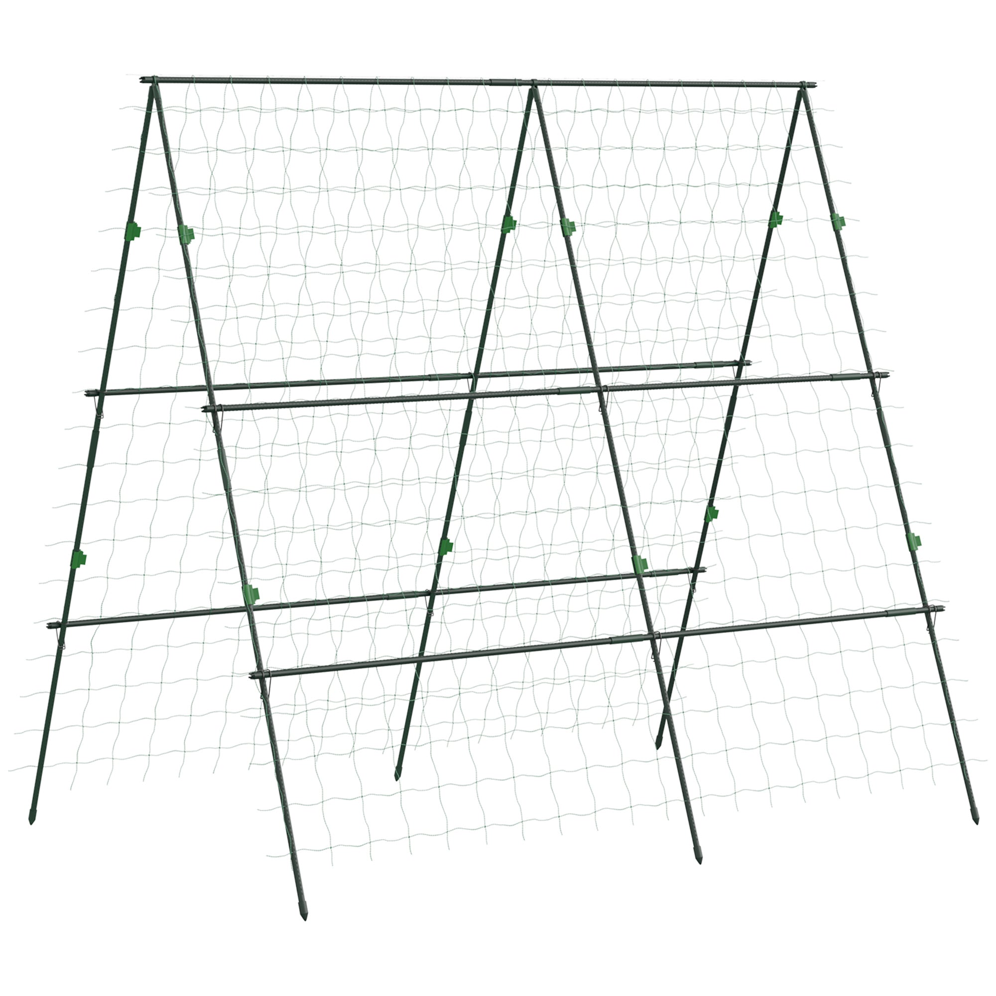 Outsunny Metal Cucumber Trellis with Netting for Climbing Plants Vegetables, A Frame Tomato Plant Support Tomato Trellis for Vegetable Garden, Patio, Balcony, Green