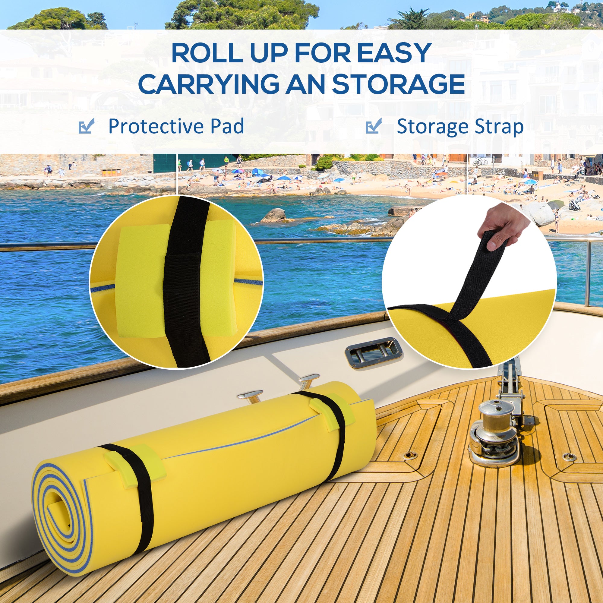 HOMCOM 10' x 5' Roll-Up Pool Float Pad for Lakes, Oceans, & Pools, Water Mat for Playing, Relaxing & Recreation, Yellow