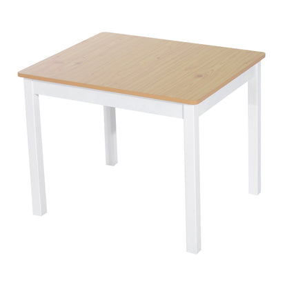 Qaba 4-Piece Set Kids Wood Table Chair Bench with Storage Function Easy to Clean Gift for Girls Boys Toddlers Age 3 Years up Natural and White