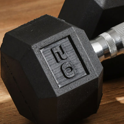 Soozier Rubber Dumbbells Weight Set, Total 40lbs(20lbs Each) Dumbbell Hand Weight for Body Fitness Training for Home Office Gym, Black