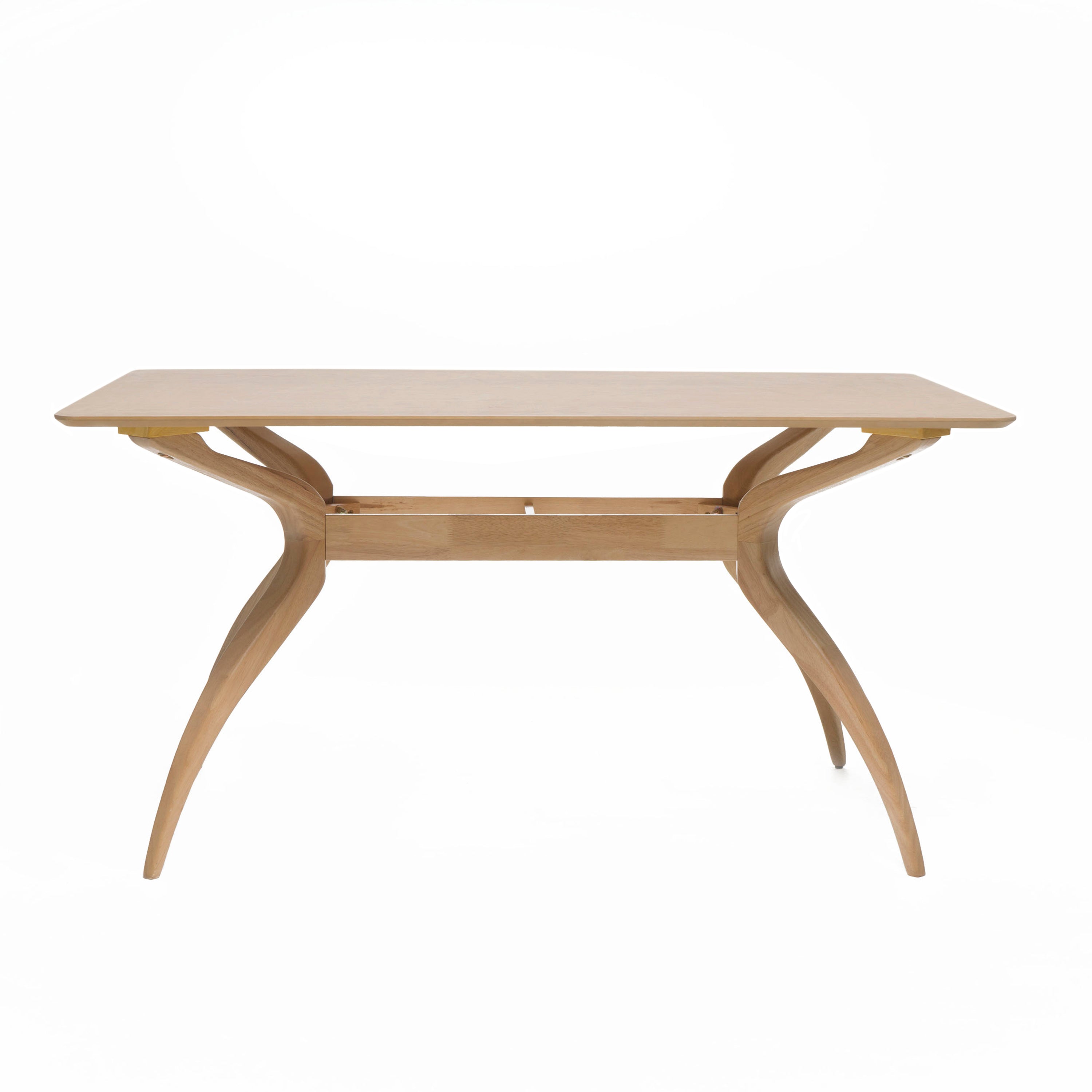 Mid-Century Modern Dining Table with Rubberwood Frame, Spider Leg Design, Ideal for Kitchen, Dining Room, 59" L x 35.5" W x 30.5" H, Natural