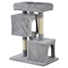 PawHut Plush Cat Tree Tower w/ Sisal Scratching Post Board Perch Condo Light Grey