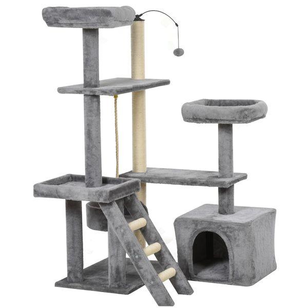 PawHut Plush Cat Tree Tower Activity Center w/ Sisal Scratching Posts Perch Condo
