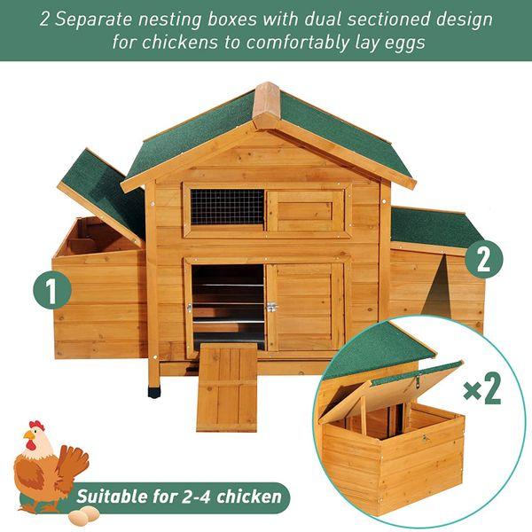 PawHut Wood Chicken Coop Poultry Hen House w/ nesting box Backyard