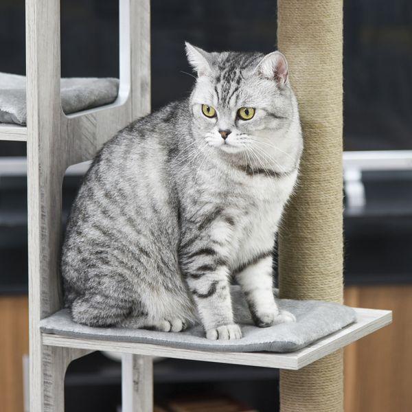 PawHut Plush Cat Tree Tower Activity Center Climb Frame w/ Jute Scratching Posts Condo