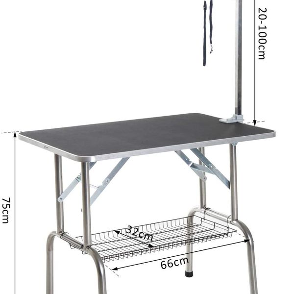 PawHut QUALITY GUARANTEED 36-inch Stainless Steel Dog Grooming Table with Adjustable Arm and Basket