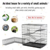 PawHut Small Animal Cage Pet Play House w/ Platform Ramp Removable Tray Wire Enclosure
