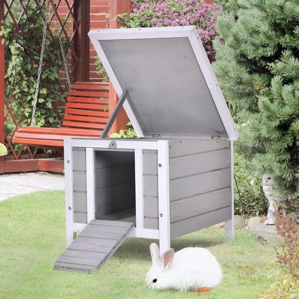 PawHut Wooden Rabbit Hutch Small Animal House Pet Bunny Cage w/ Run & Tray