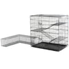 PawHut Small Animal Cage Pet Play House w/ Platform Ramp Removable Tray Wire Enclosure